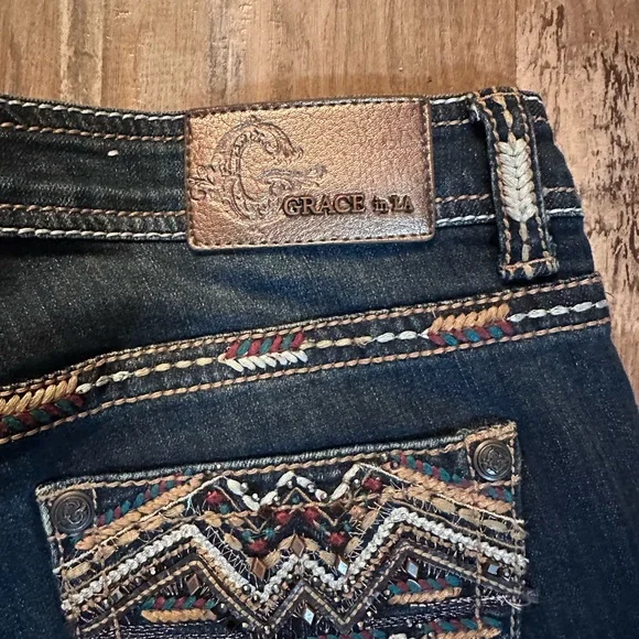 Vintage Grace in L.A. Dark Blue Y2K Bootcut Jeans - Picture 5 of 8